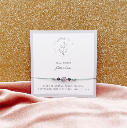 PIEDRA A ELECCIÓN - Pulsera Cuerda & Cristales - Plata 925