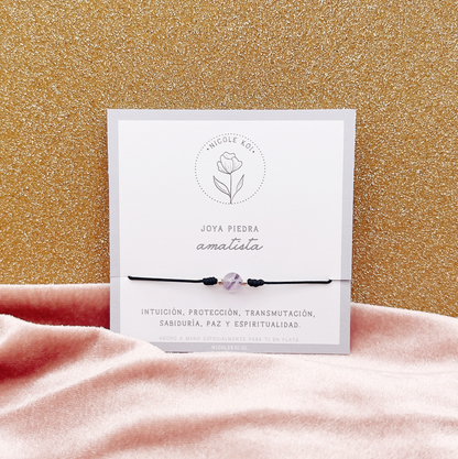 PIEDRA A ELECCIÓN - Pulsera Cuerda - Plata 925