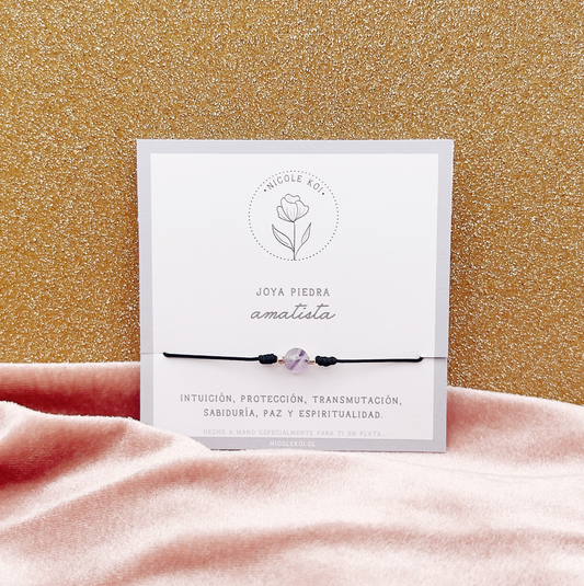 PIEDRA A ELECCIÓN - Pulsera Cuerda - Plata 925