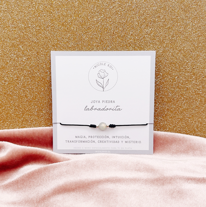PIEDRA A ELECCIÓN - Pulsera Cuerda - Plata 925