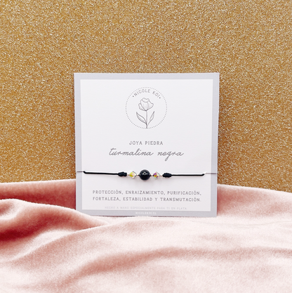 PIEDRA A ELECCIÓN - Pulsera Cuerda & Cristales - Plata 925