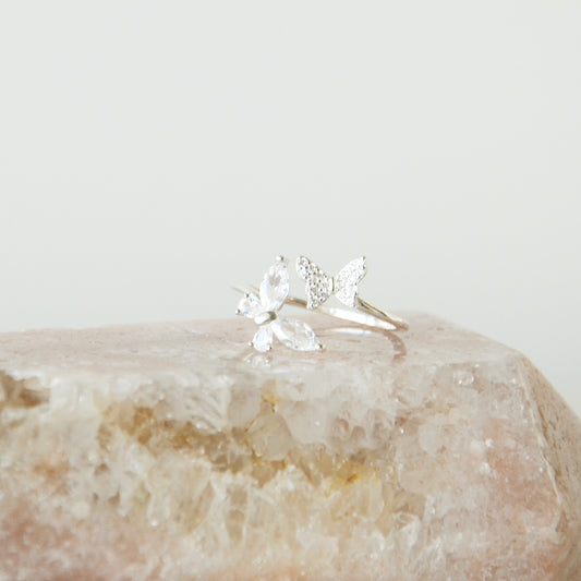 Anillo Mariposas Ajustable Circones - Plata 925