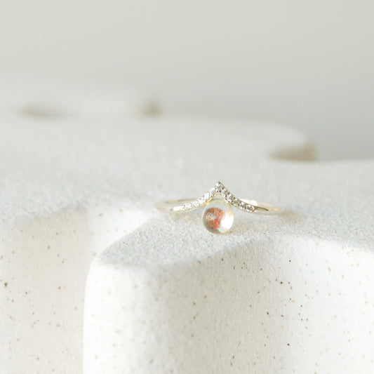 Anillo Cintillo Circones Punto Luz Cuarzo Aura - Plata 925