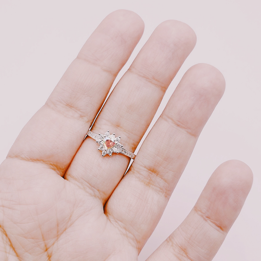 Anillo Corazón Cristal Tornasol y Circones - Plata 925