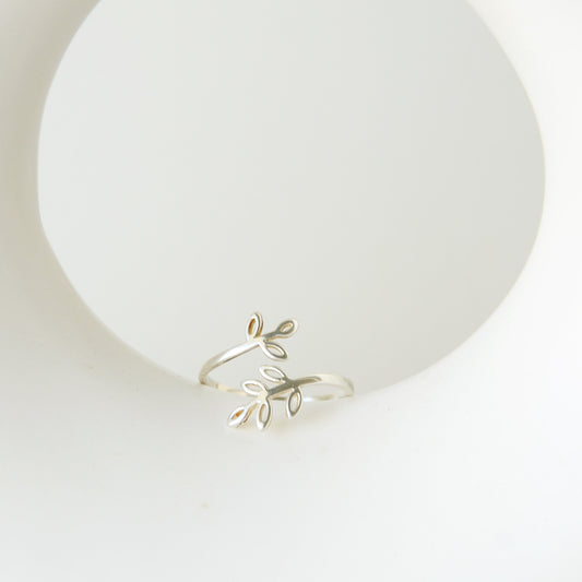 Anillo Hojas Ajustable - Plata 925