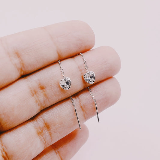 Aros Cadenita Mini Corazones Circones - Plata 925