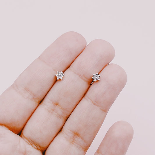 Aros Circones Bolitas Flor - Plata 925