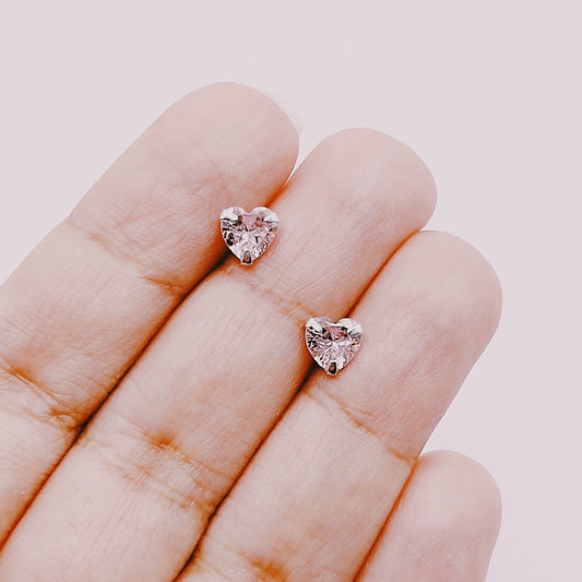 Aros Corazones Circón Rosa - Plata 925