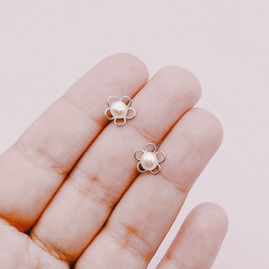 Aros Flores Perla Río - Plata 925