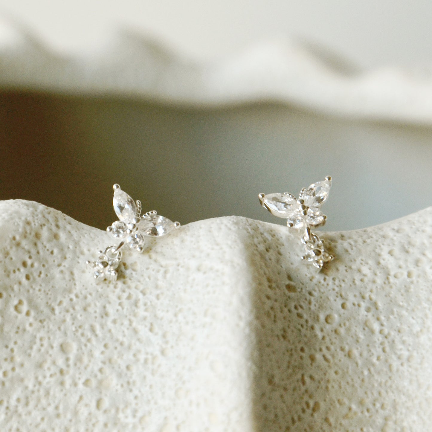 Aros Mariposas Circones y Mini Colgantes - Plata 925