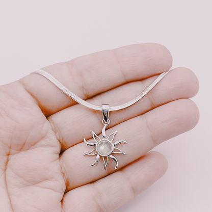 Cadena Cinta Sol Piedra A Elección - Plata 925