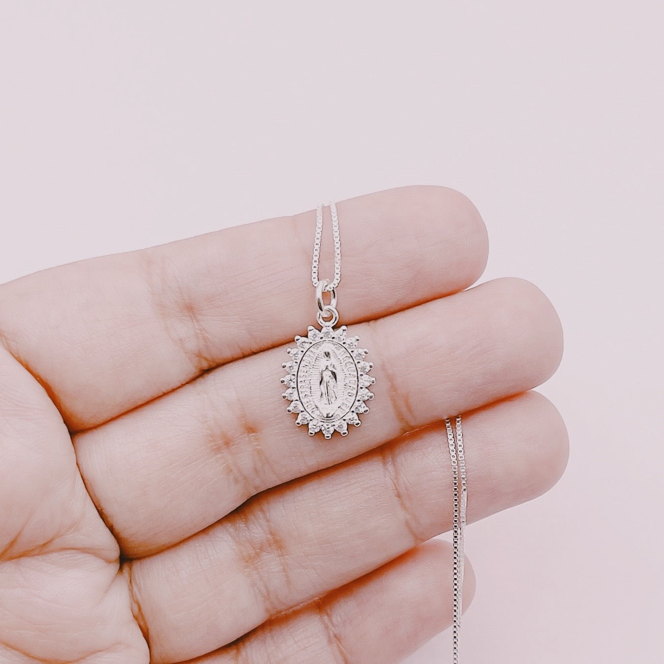 Cadena Virgen Guadalupe Circones - Plata 925