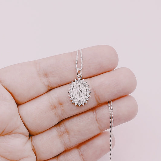 Cadena Virgen Guadalupe Circones - Plata 925