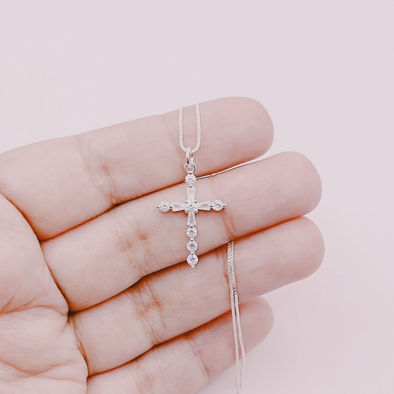 Cadena Cruz Luz Circones - Plata 925