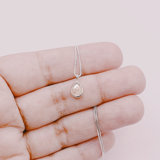 Cadena Punto Luz Piedra Luna Gota - Plata 925