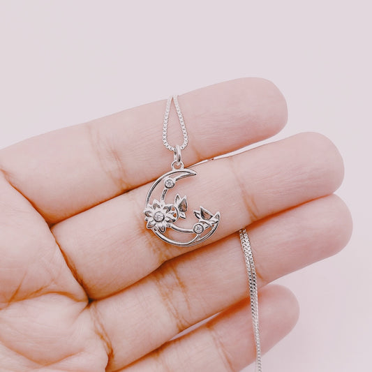 Cadena Luna Naturaleza y Circones - Plata 925