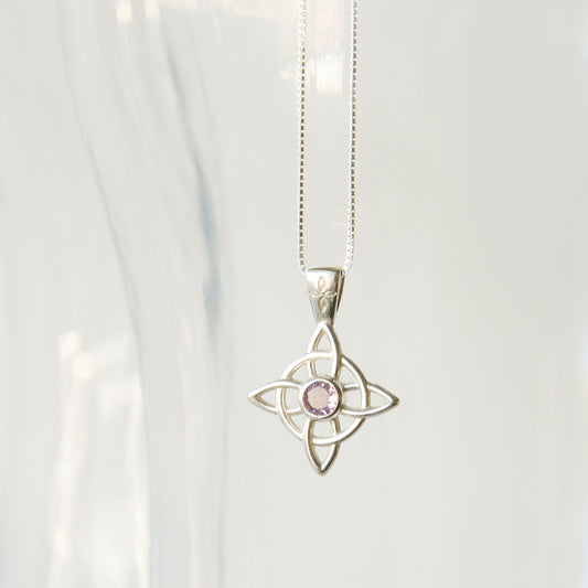 Cadena Nudo de Bruja Morganita Rosa - Plata 925