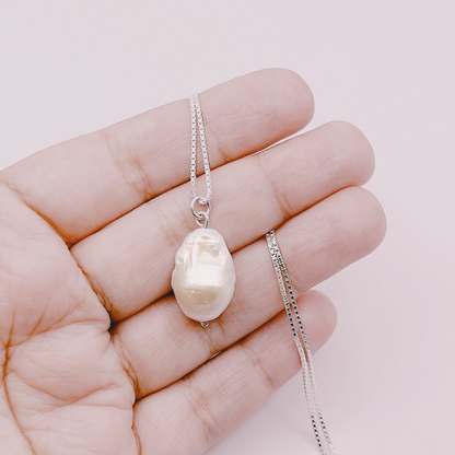 Cadena Bolitas & Perla Barroca Cultivada Premium - Plata 925