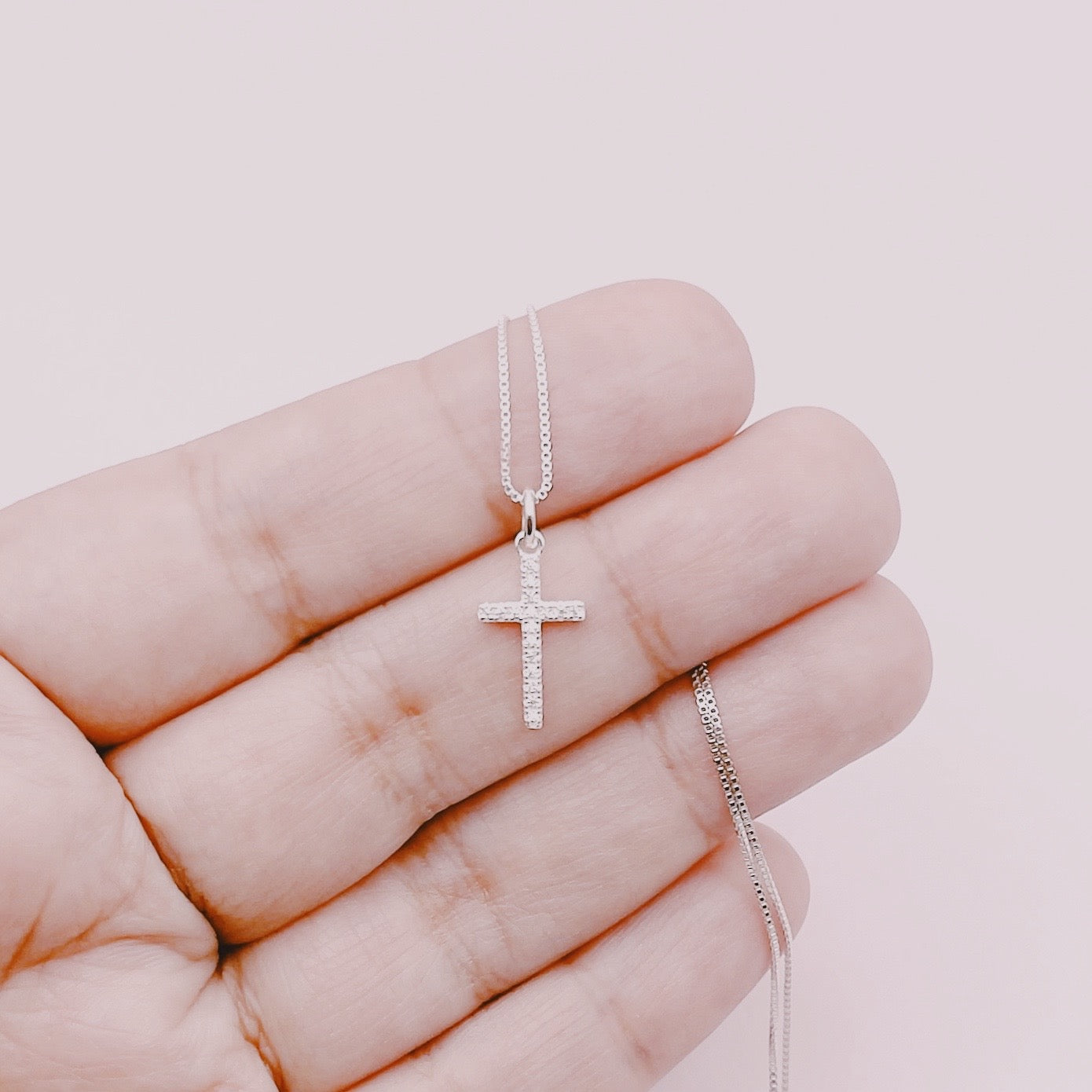 Cadena Cruz Mini Circones - Plata 925