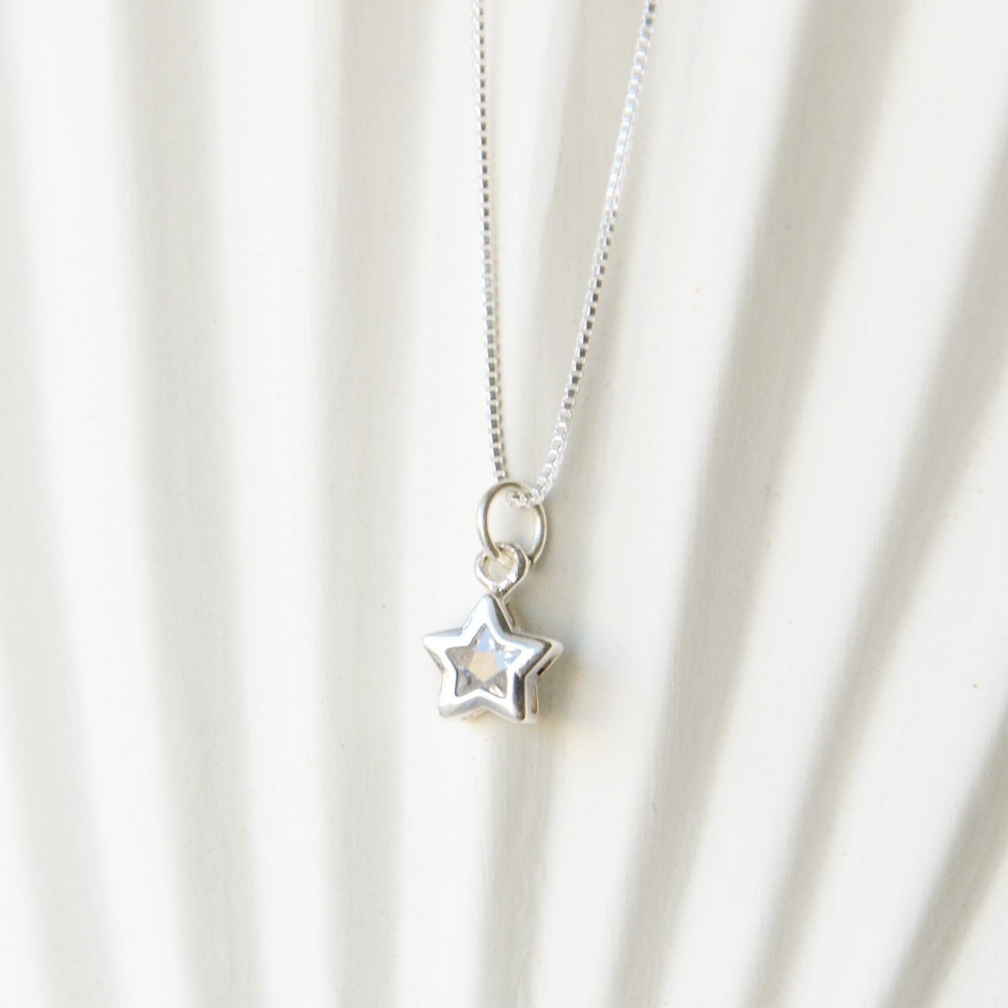 Cadena Estrella Guía Punto Luz Circón - Plata 925