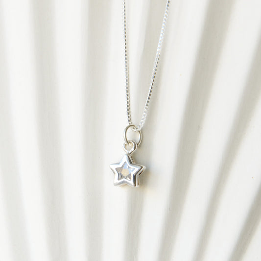 Cadena Estrella Guía Punto Luz Circón - Plata 925