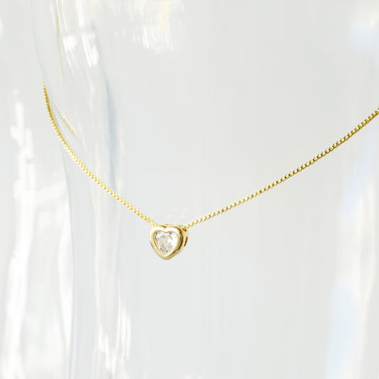 Cadena Punto Luz Corazón Circón - Enchape Oro 21k