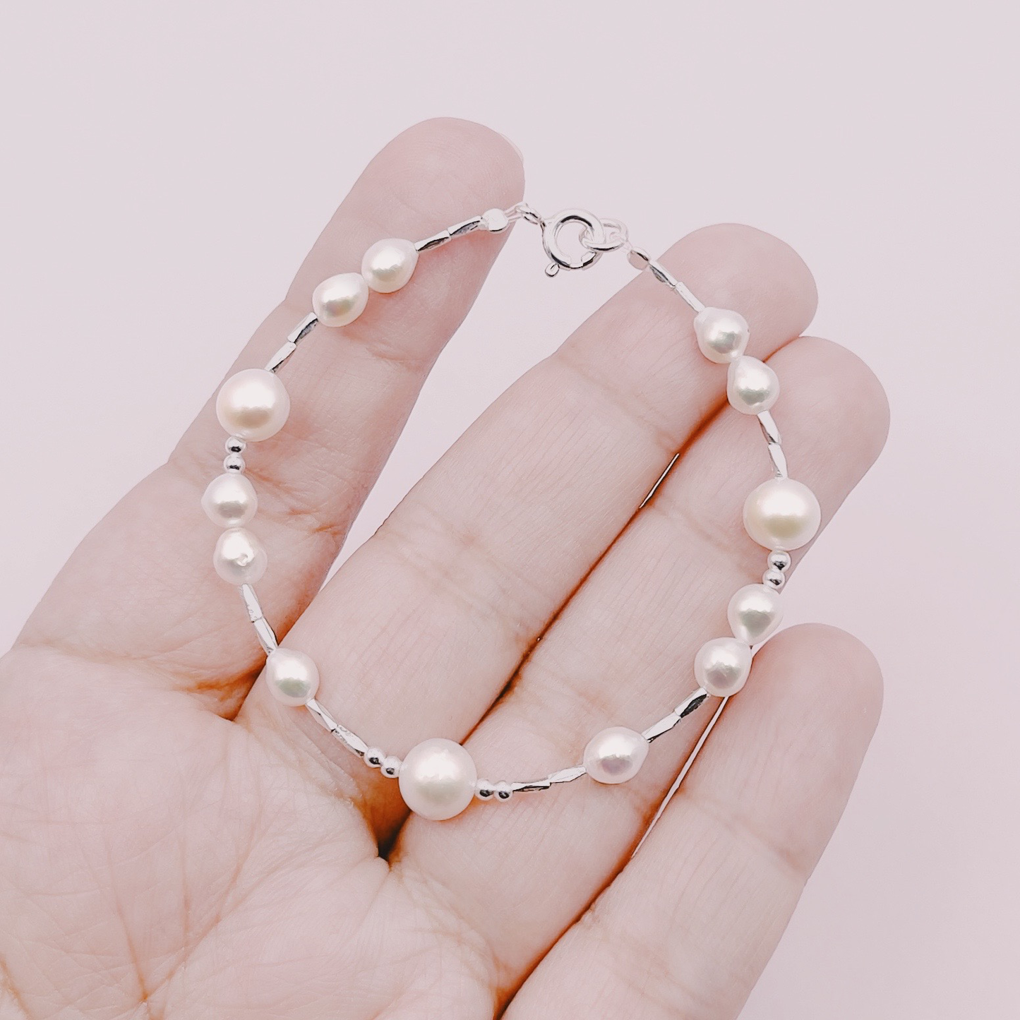 Pulsera Perlas Río Premium y Mostacillas - Plata 925