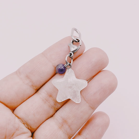 Colgante Mascotas - Estrella Cuarzo Cristal y Amatista