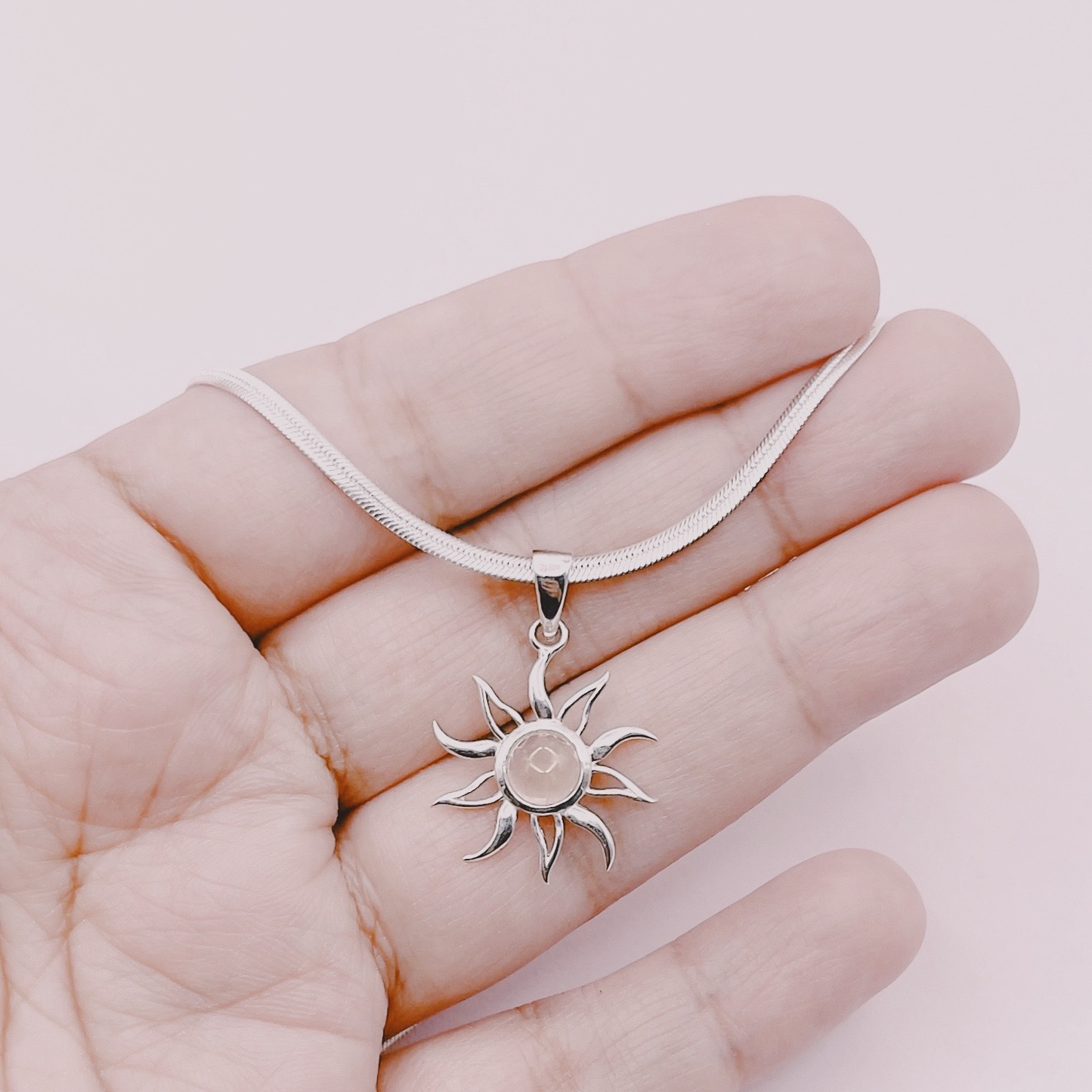 Cadena Cinta Sol Piedra A Elección - Plata 925