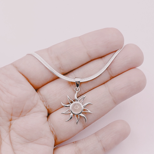 Cadena Cinta Sol Piedra A Elección - Plata 925