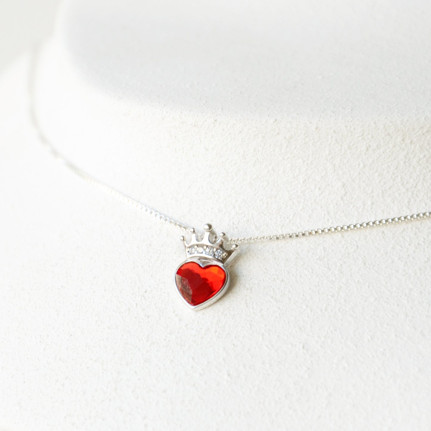 Cadena Corazón Cristal & Corona Circones- Plata 925