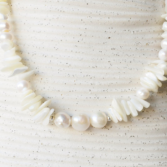 Collar Diseño Chips Nácar & Perlas Cultivadas