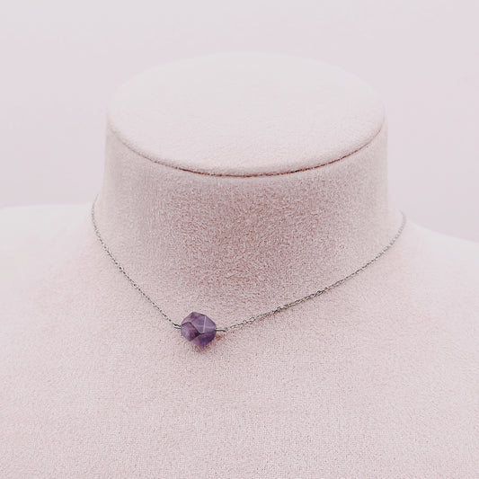 Collar Corto Amatista Hexagonal - A Elección