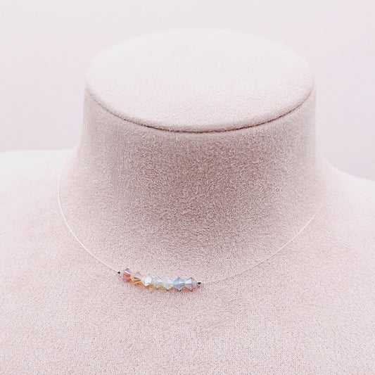 Collar Invisible - Arcoíris Cristales - Plata 925
