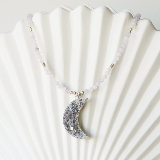 Collar Amatista Lavanda & Luna Drusa Aura Amatista