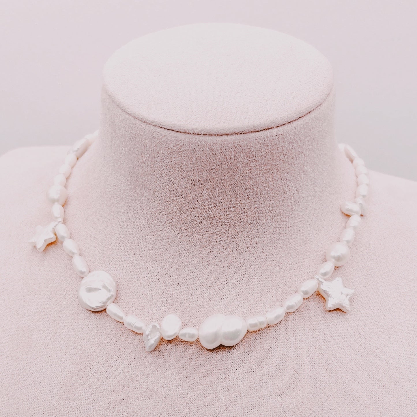 Collar Perlas Barrocas Premium, Estrellas & Broche Timón - Plata 925