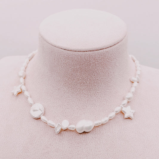 Collar Perlas Barrocas Premium, Estrellas & Broche Timón - Plata 925