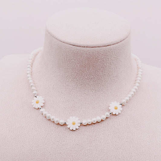Collar Perlas Margaritas Nácar - Plata 925