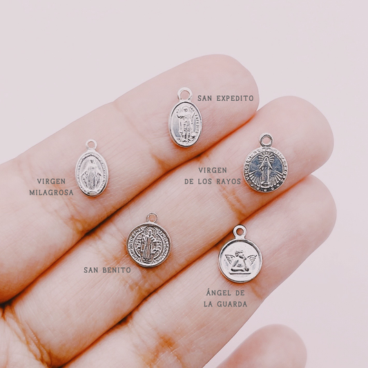 Pulsera Religiosa Rubíes Faceteados Colgante A Elección - Plata 925