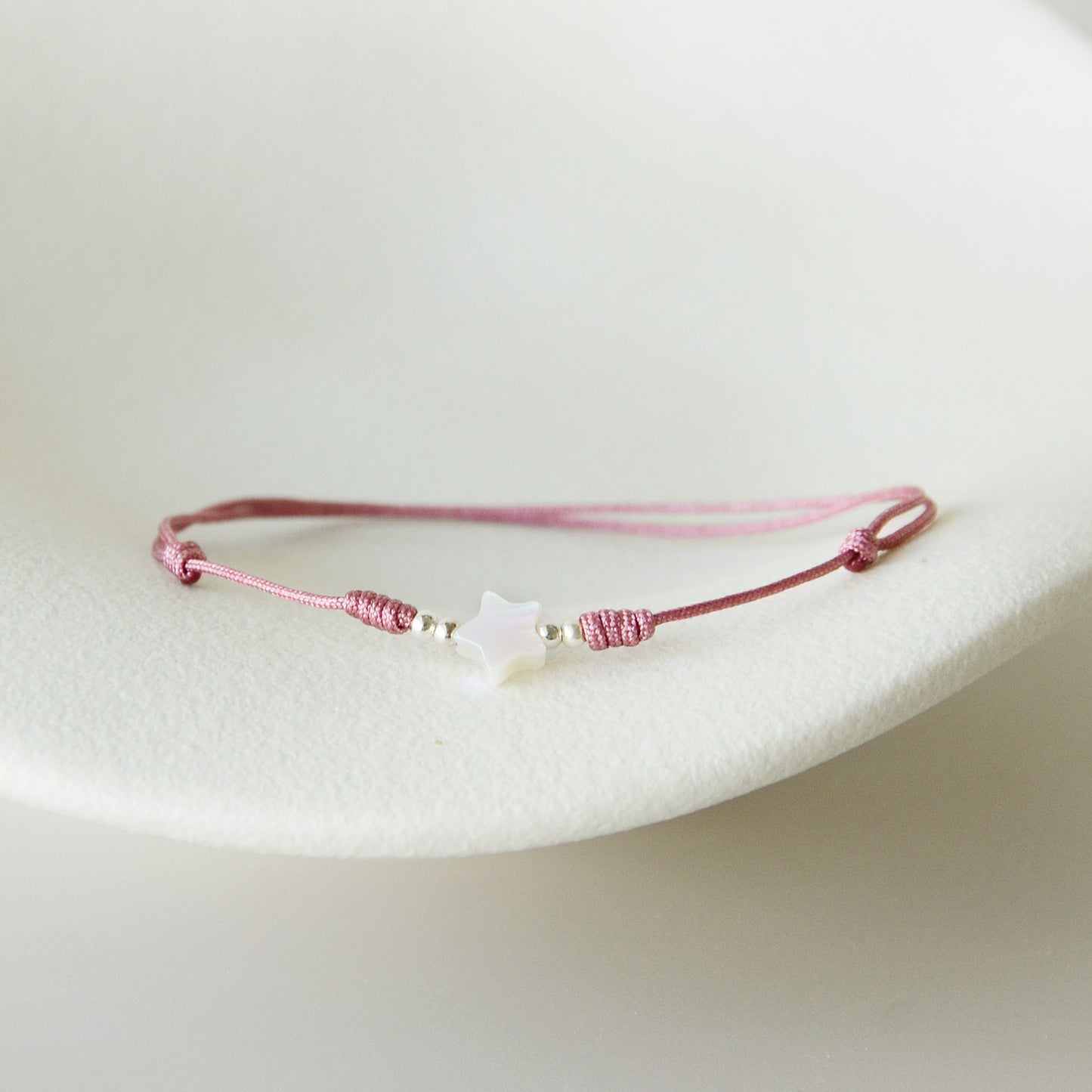 Pulsera Estrella Guía Nácar Tornasol Palo Rosa - A Elección