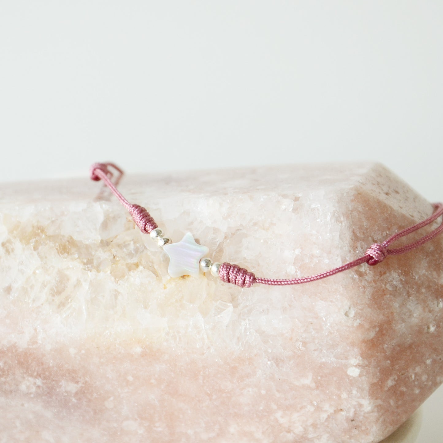 Pulsera Estrella Guía Nácar Tornasol Palo Rosa - A Elección