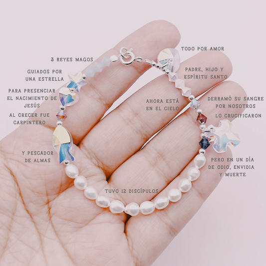 Pulsera Historia de Jesús Cristales Originales - Plata 925