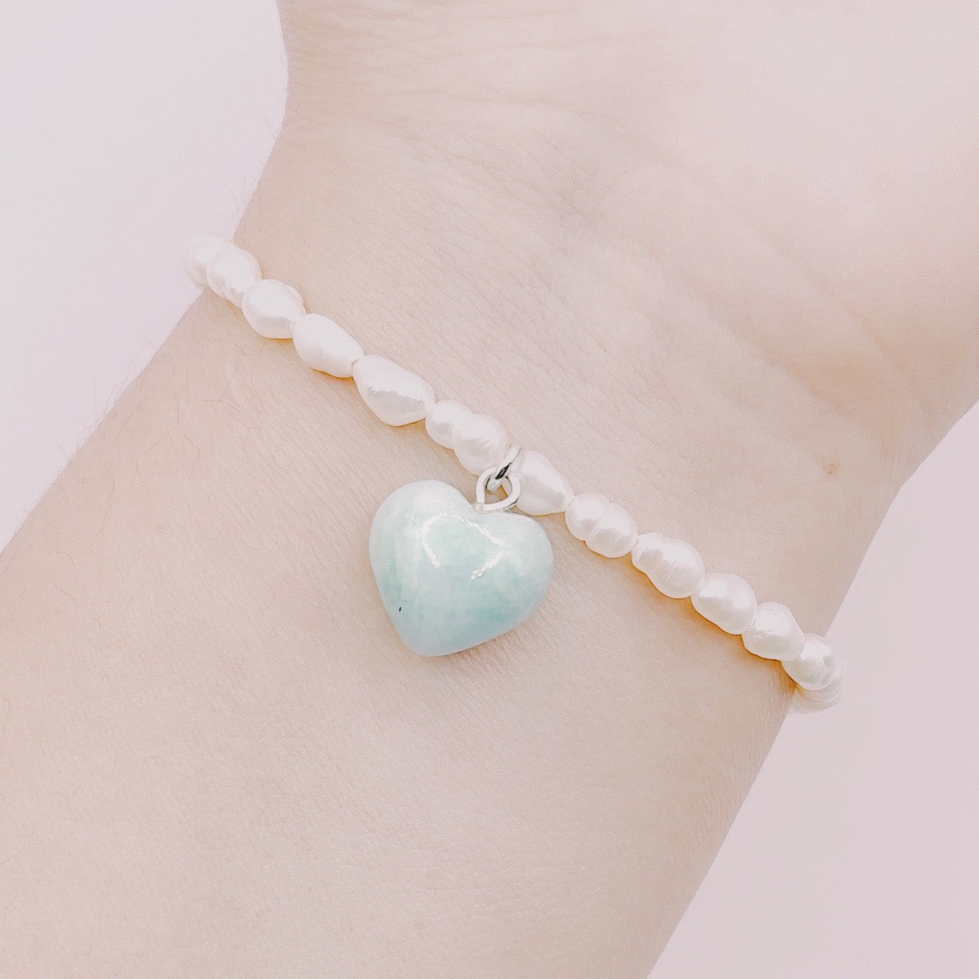 Pulsera Perlas Río Corazón Amazonita - Plata 925