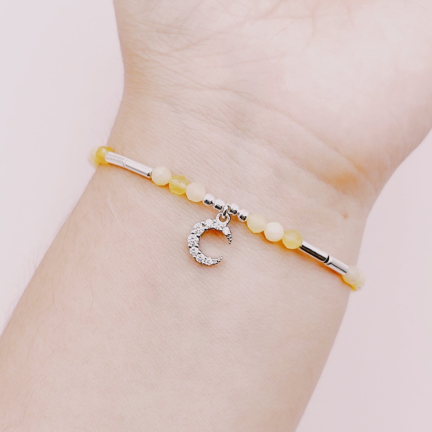 Pulsera Luna Circones & Ópalos Amarillos - Plata 925