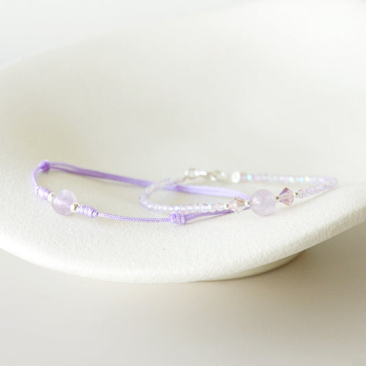 Pulsera Amatista Lavanda Clásica & Cristales - A Elección