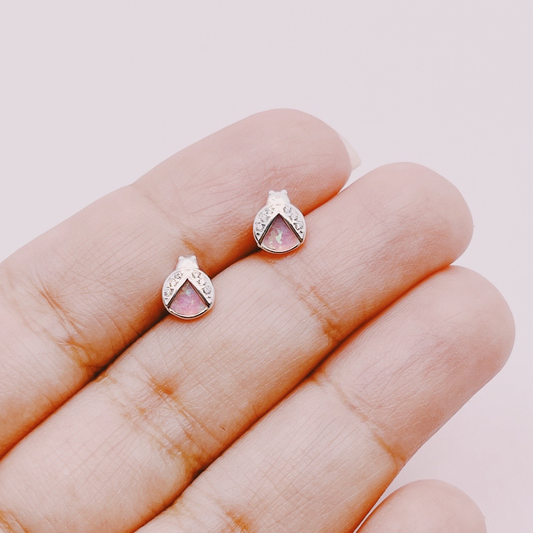 Aros Chinitas Circones y Ópalo Rosa - Plata 925