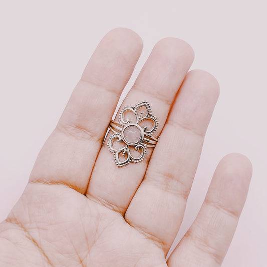 Anillo Boho Cuarzo Rosa - Plata 925