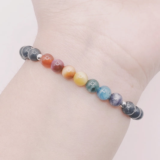 Pulsera Hombre 7 Chakras Piedras - Plata 925