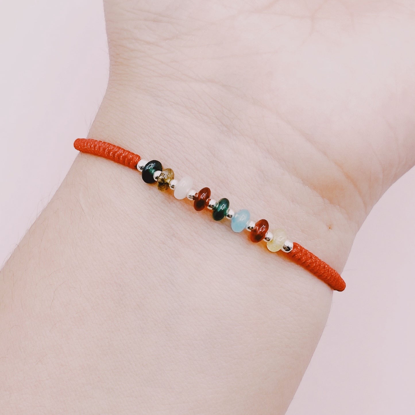 Pulsera Detente Roja Mix Piedras - Plata 925