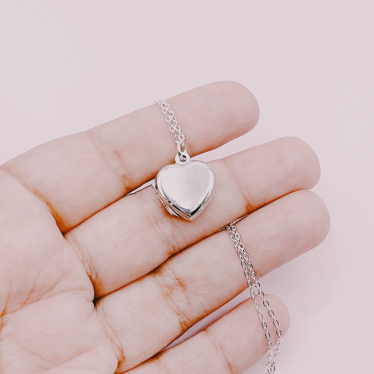 Cadena Portafotos Corazón Tamaño a Elección - Plata 925